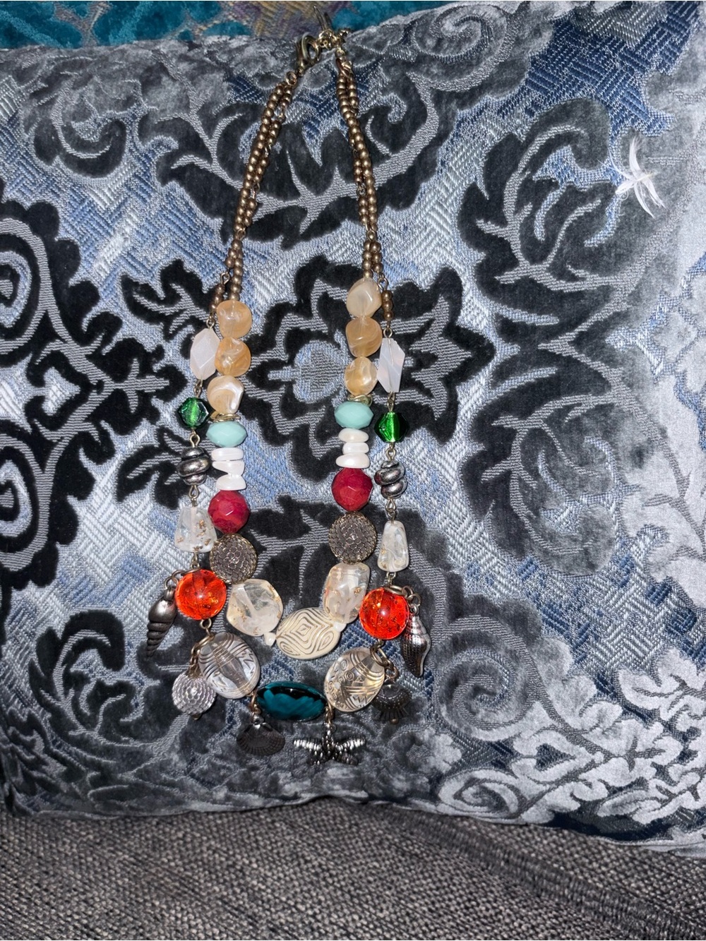 Vintage Avon Sea Boho Multicolor Beaded Statement Necklace
